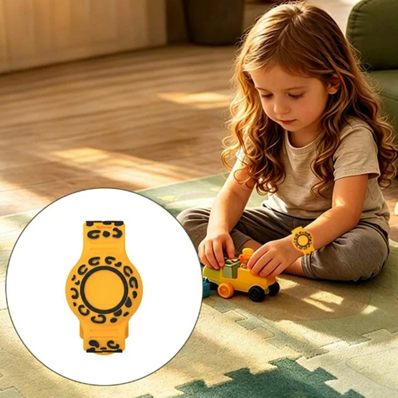 Silicone Band for AirTag (2nd Generation) / AirTag Cartoon Waterproof Wristband Tracker Protective Case - Leopard Print