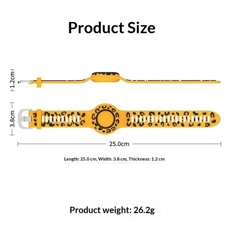 Silicone Band for AirTag (2nd Generation) / AirTag Cartoon Waterproof Wristband Tracker Protective Case - Leopard Print
