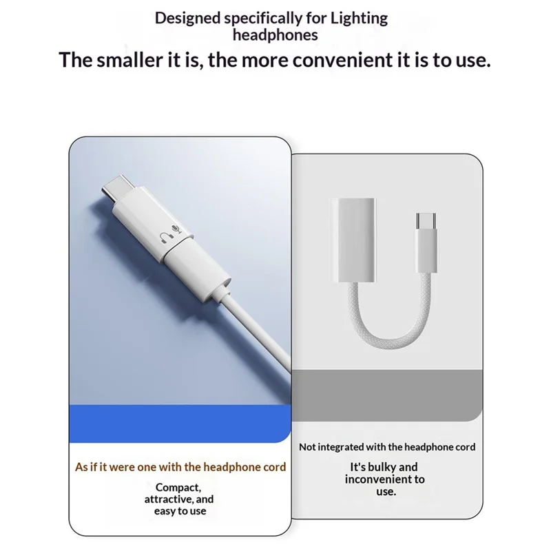 LF / CM-EJ-LK iP Female to USB-C Male Audio Adapter Aluminum Alloy Headphone Converter for iPhone iPad - White