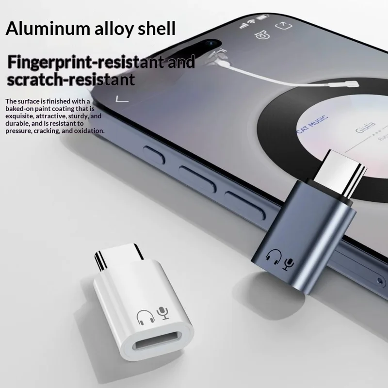 LF / CM-EJ-LK iP Female to USB-C Male Audio Adapter Aluminum Alloy Headphone Converter for iPhone iPad - White