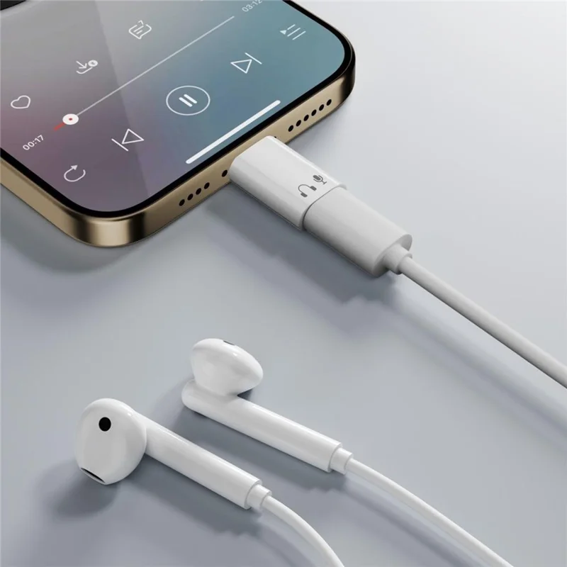 LF / CM-EJ-LK iP Female to USB-C Male Audio Adapter Aluminum Alloy Headphone Converter for iPhone iPad - White