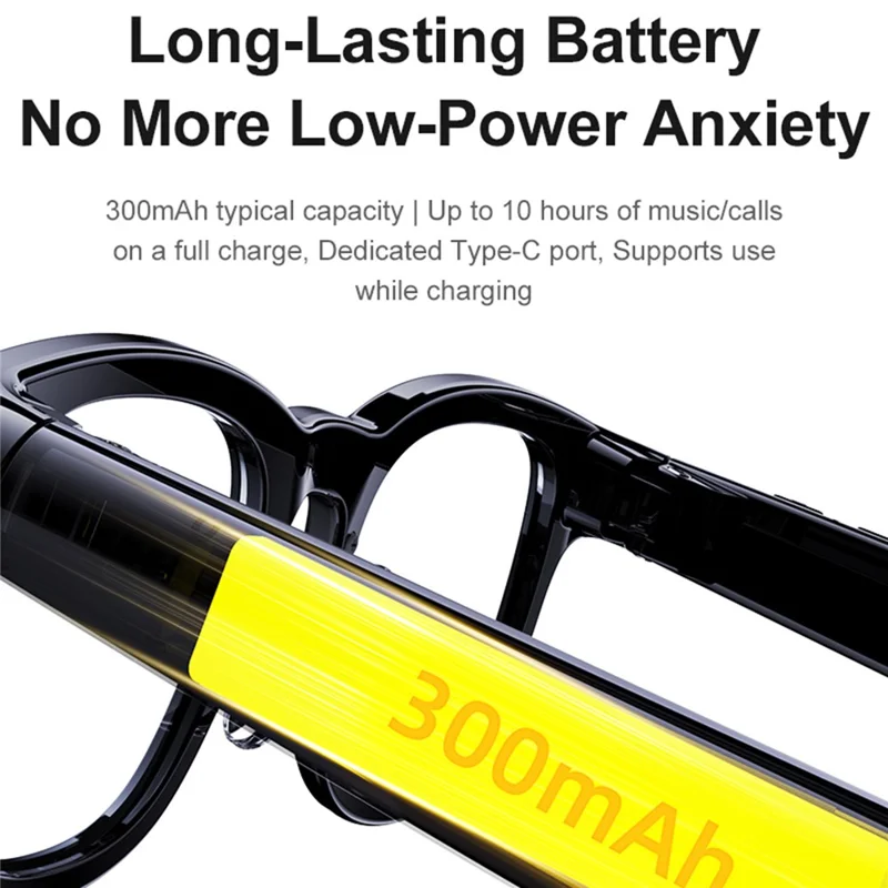 A2C Smart Glasses 8MP Camera AI Translation Bluetooth-compatible 6.0 EIS Stabilization with Dual Lens (Sunglasses + Clear Lens)