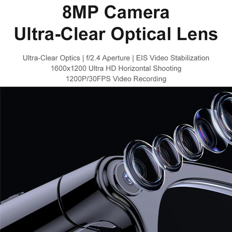 A2C Smart Glasses 8MP Camera AI Translation Bluetooth-compatible 6.0 EIS Stabilization with Dual Lens (Sunglasses + Clear Lens)