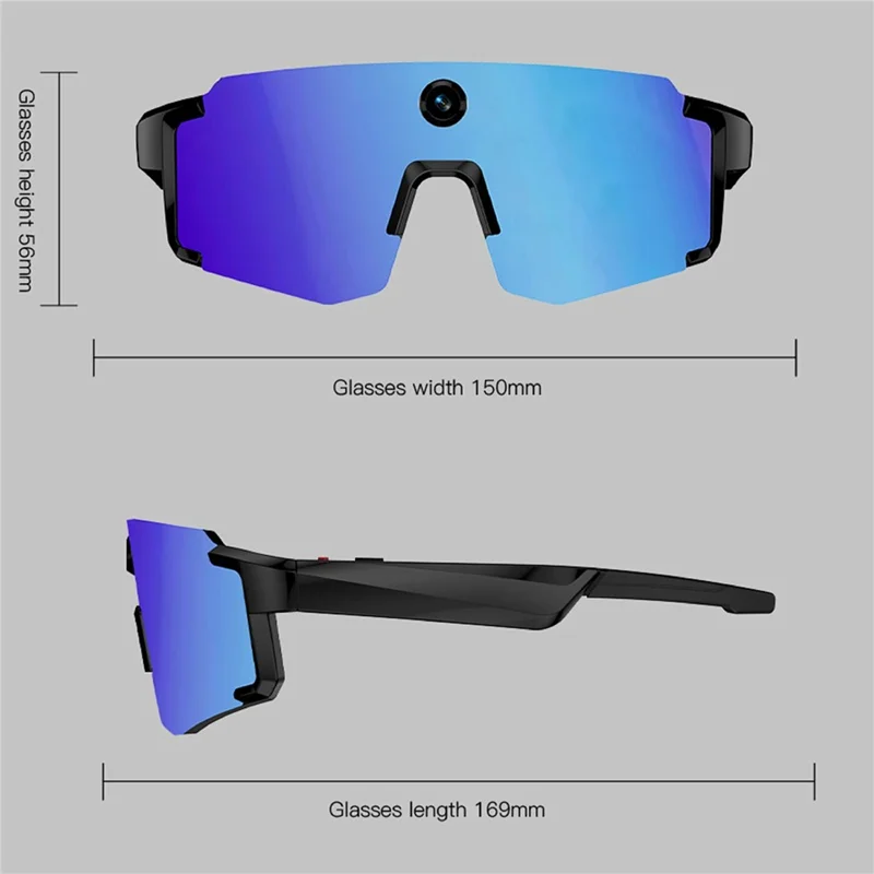 M14 Smart Glasses 8MP Camera AI Translation EIS Anti-shake Bluetooth-compatible IPX4 Waterproof - White+Blue