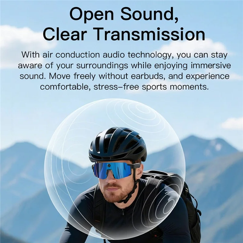 M14 Smart Glasses 8MP Camera AI Translation EIS Anti-shake Bluetooth-compatible IPX4 Waterproof - White+Blue