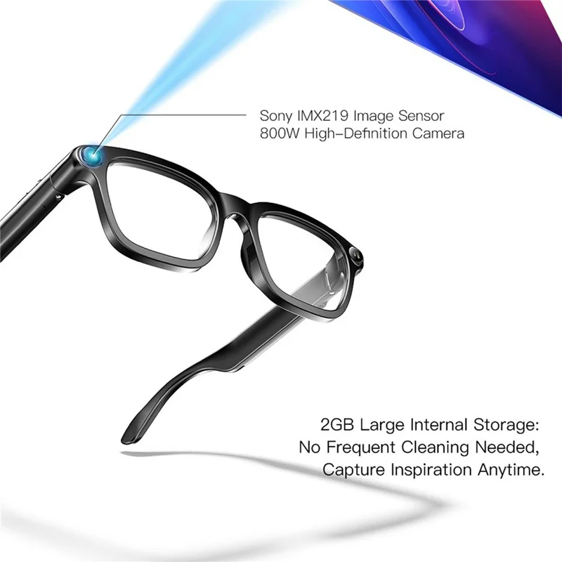 M08 Smart Glasses 800W Camera AI Translation Bluetooth-compatible Music Eyeglasses - Clear Lens