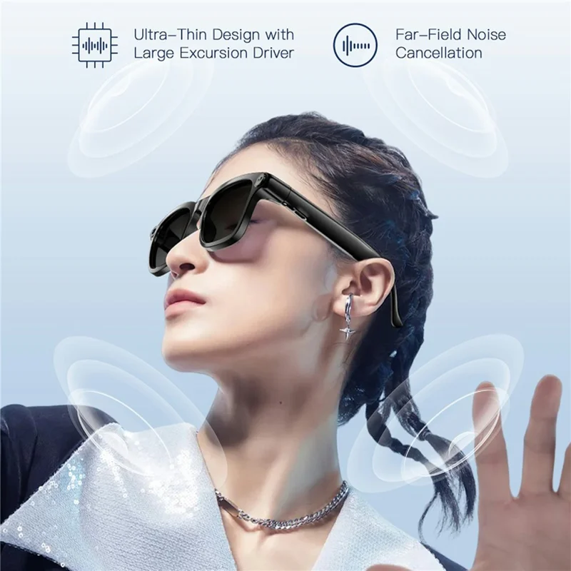M08 Smart Glasses 800W Camera AI Translation Bluetooth-compatible Music Eyeglasses - Clear Lens