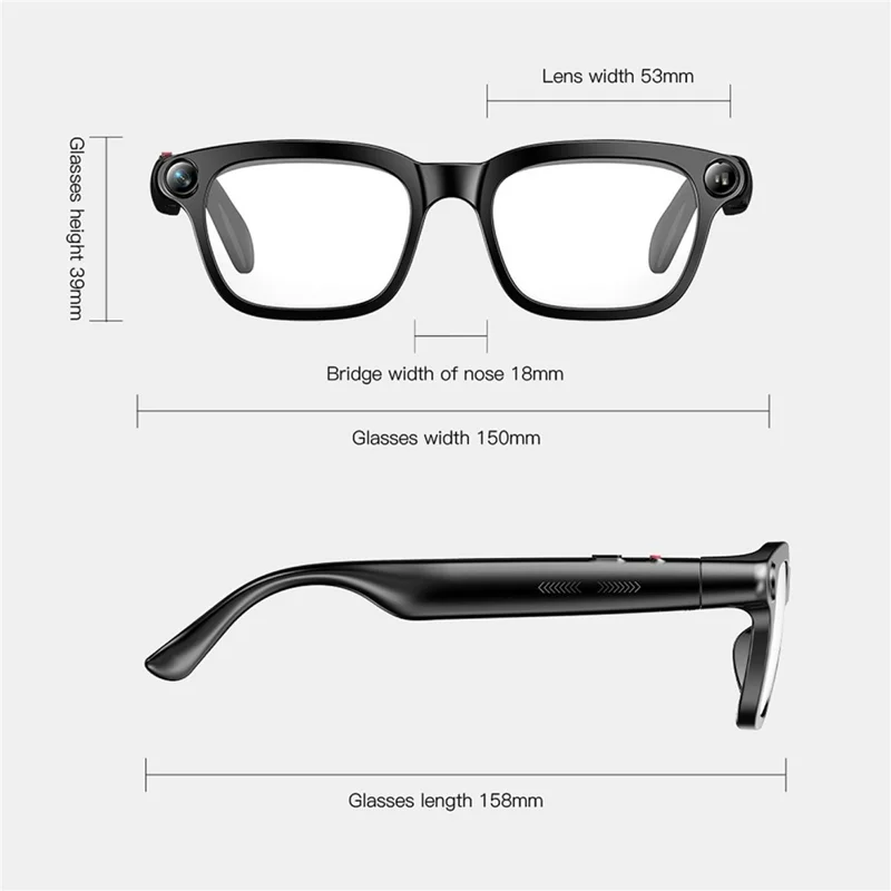 M08 Smart Glasses 800W Camera AI Translation Bluetooth-compatible Music Eyeglasses - Clear Lens