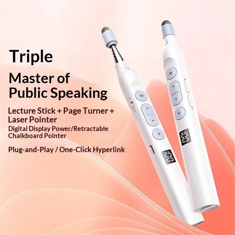 UGREEN LP843 3 in 1 Telescopic Laser Presentation Pointer with Rechargeable Touchscreen Stylus