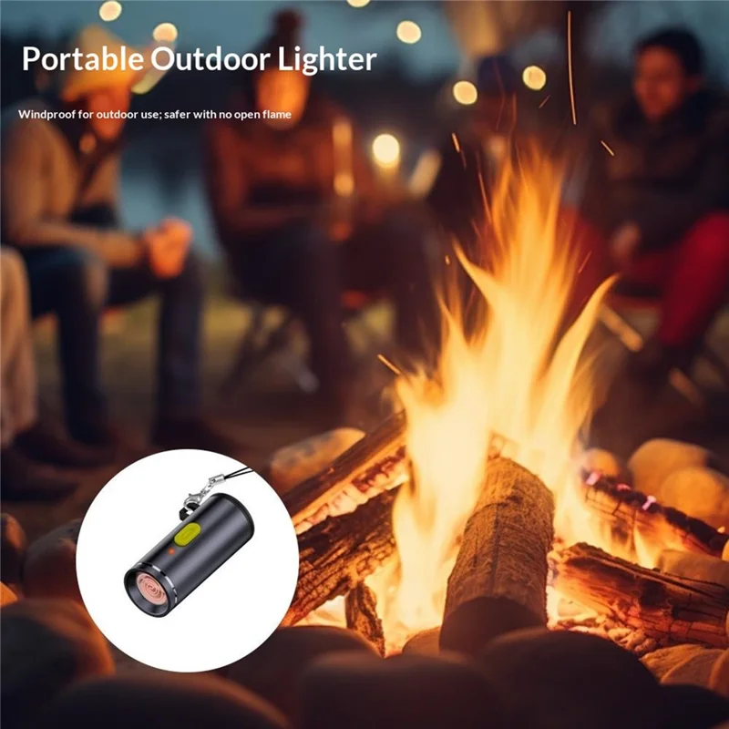 FH-Type-C01 Type-C Powered Arc Lighter Portable Windproof Electric Cigarette Lighter - Black