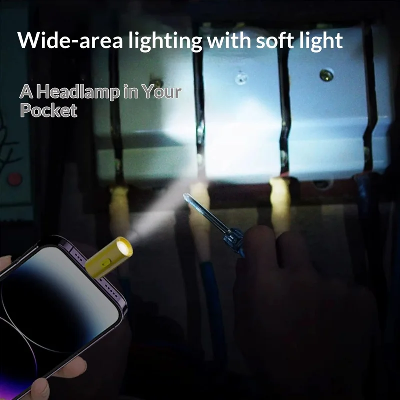 FL-TYPE Plug and Play Type-C Mini Flashlight 210-230 Lumens Battery-Free for Outdoor Camping - Type-C Male / White