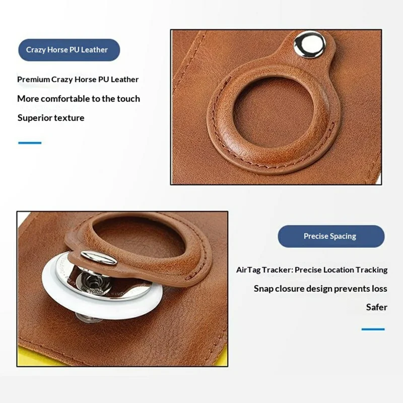 Кошелек-держатель карт с защитой от RFID для трекера AirTag, чехол из искусственной кожи Crazy Horse с защитной пленкой спереди и сзади - Коричневый