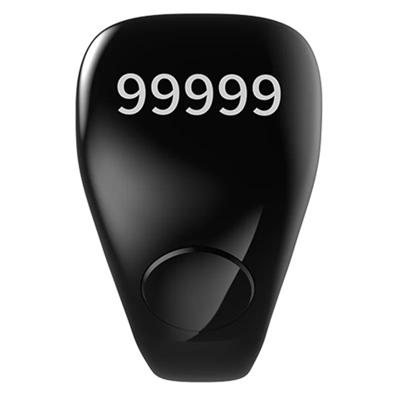 D02 Tasbih Zikr Anel Inteligente com Contador Digital Impermeável de 5 Dígitos com Lembrete de Adhan - Preto