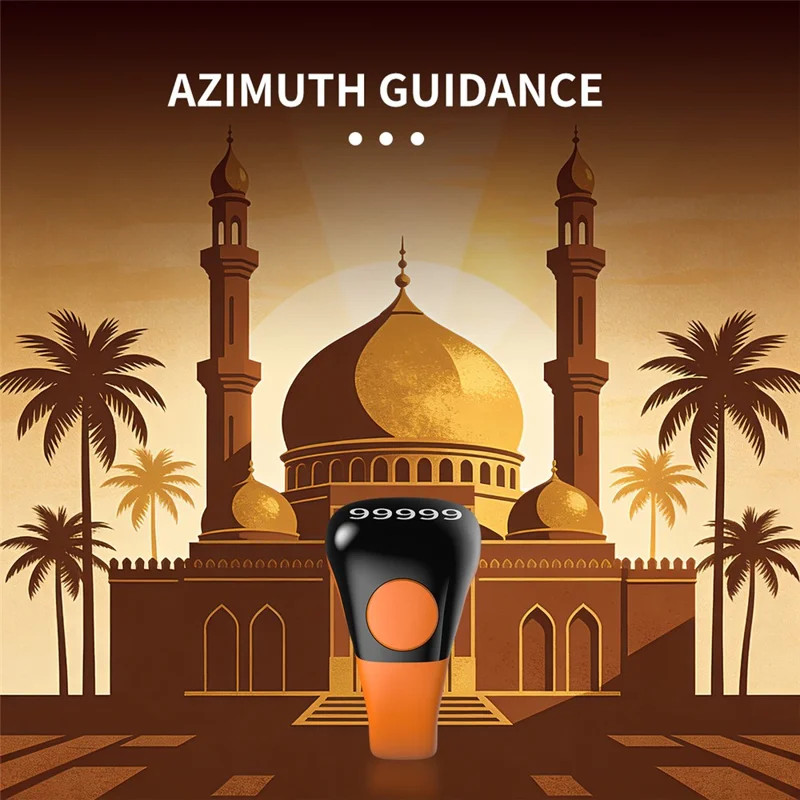 D02 Tasbih Zikr Anel Inteligente com Contador Digital Impermeável de 5 Dígitos com Lembrete de Adhan - Preto