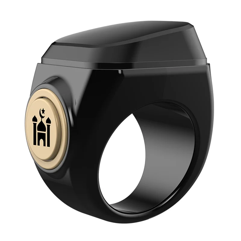 18mm Tasbih Zikr Smart Ring Bluetooth-compatible Digital Counter with Azan Alarm Prayer Reminder - Black