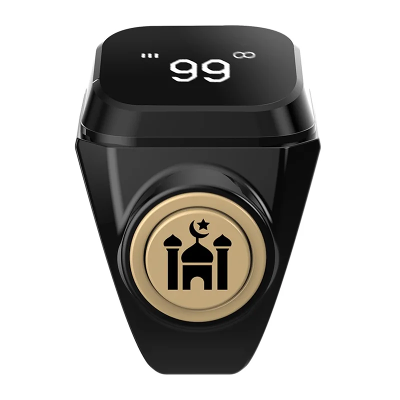 18mm Tasbih Zikr Smart Ring Bluetooth-compatible Digital Counter with Azan Alarm Prayer Reminder - Black