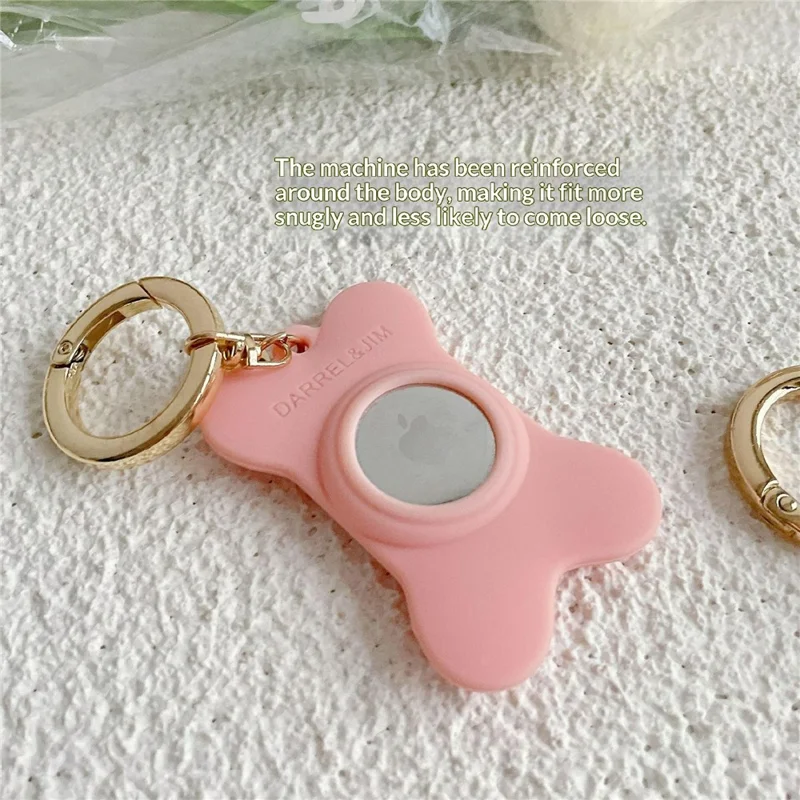 For Apple AirTag Silicone Case Bone-Shaped Cow Print Keychain Protective Cover - Green