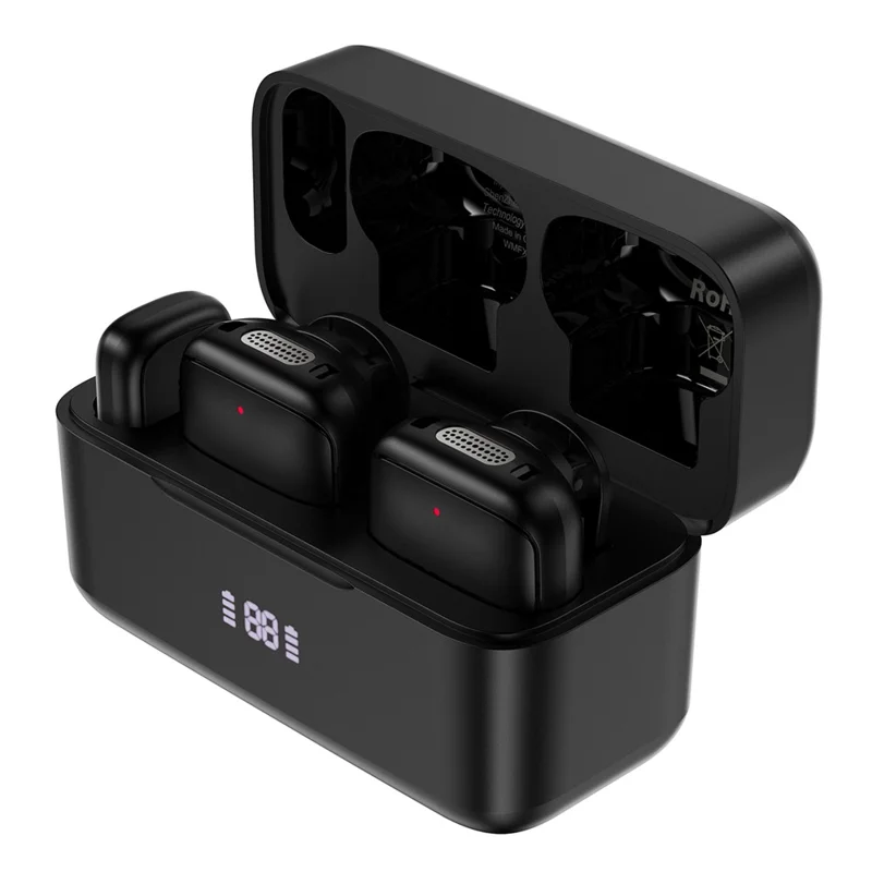 ACEFAST R6 Microfono Lavalier Wireless Dual con Riduzione del Rumore AI, Pickup a 360°, Bassa Latenza 25ms - Nero