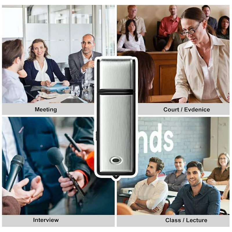 SK858 32GB USB Flash Drive Voice Recorder Noise Cancelling One-Key Recording for Meeting - Silver