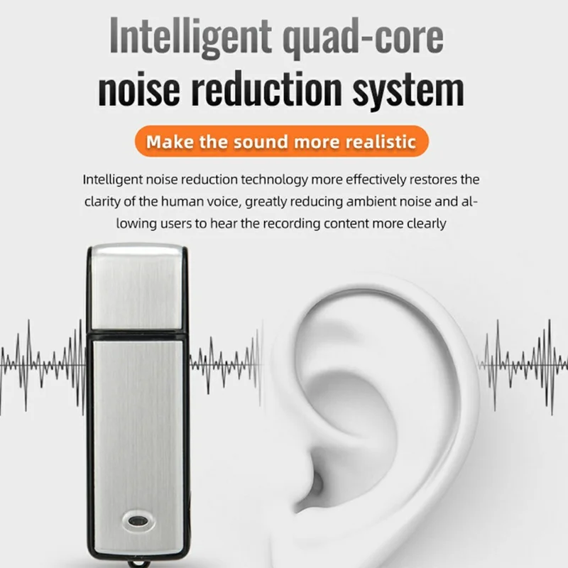 SK858 32GB USB Flash Drive Voice Recorder Noise Cancelling One-Key Recording for Meeting - Silver