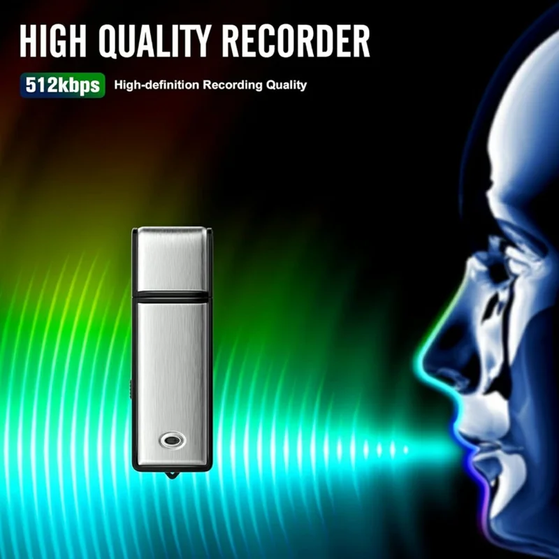 SK858 32GB USB Flash Drive Voice Recorder Noise Cancelling One-Key Recording for Meeting - Silver