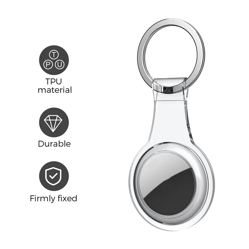 AHASTYLE WG35 2Pcs for AirTag Case Clear TPU Shockproof Protective Cover with Metal Key Ring - Transparent