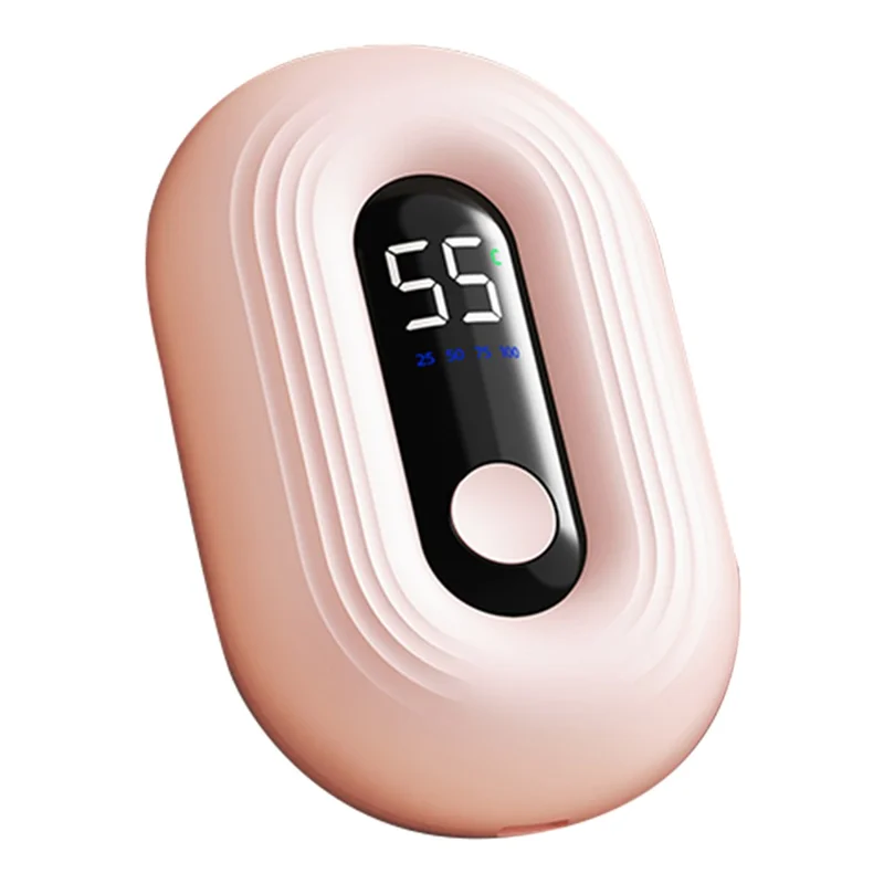 Réchauffeur de mains N12 1200 mAh, affichage numérique LED, 3 niveaux de température, chauffage rapide USB Type-C - Rose