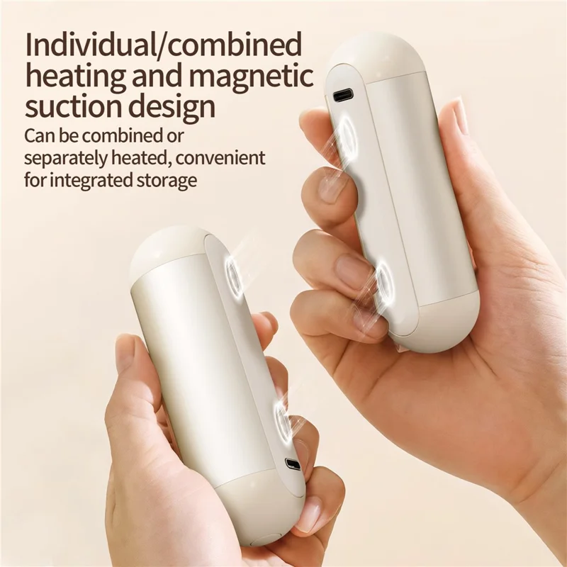 M2 2 pièces 3000 mAh réchauffeur de mains magnétique détachable, chauffage portable réglable 3 vitesses - Noir