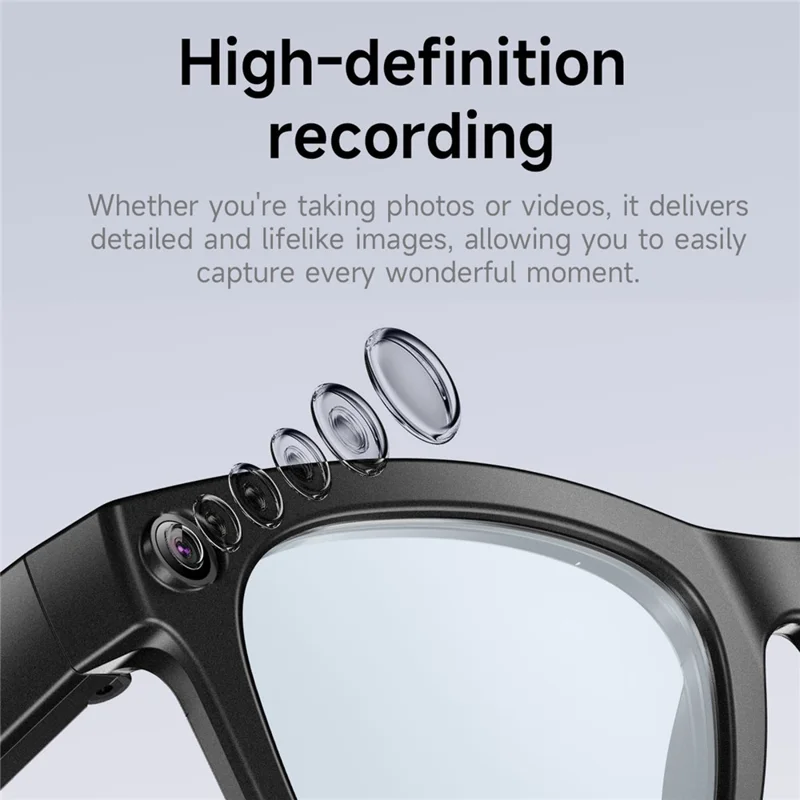 GM6 Bluetooth-compatible Music Smart Glasses with 2MP Camera Video Recording AI Translation - Sunglasses