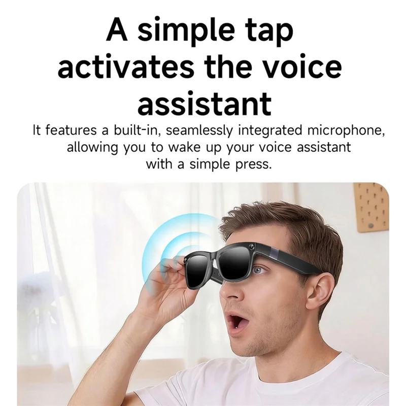GM6 Bluetooth-compatible Music Smart Glasses with 2MP Camera Video Recording AI Translation - Sunglasses
