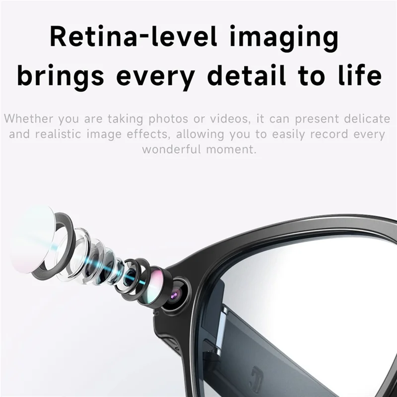 L801 Smart Glasses 8MP Camera 1080P Video AI Translation Bluetooth Calling Eyeglasses (APP: Genimiro) - Sunglasses Lens