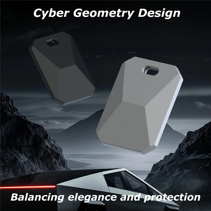 For Apple AirTag Silicone Protective Case Punk Style Anti-Lost Shockproof Cover with Protective Film - Black