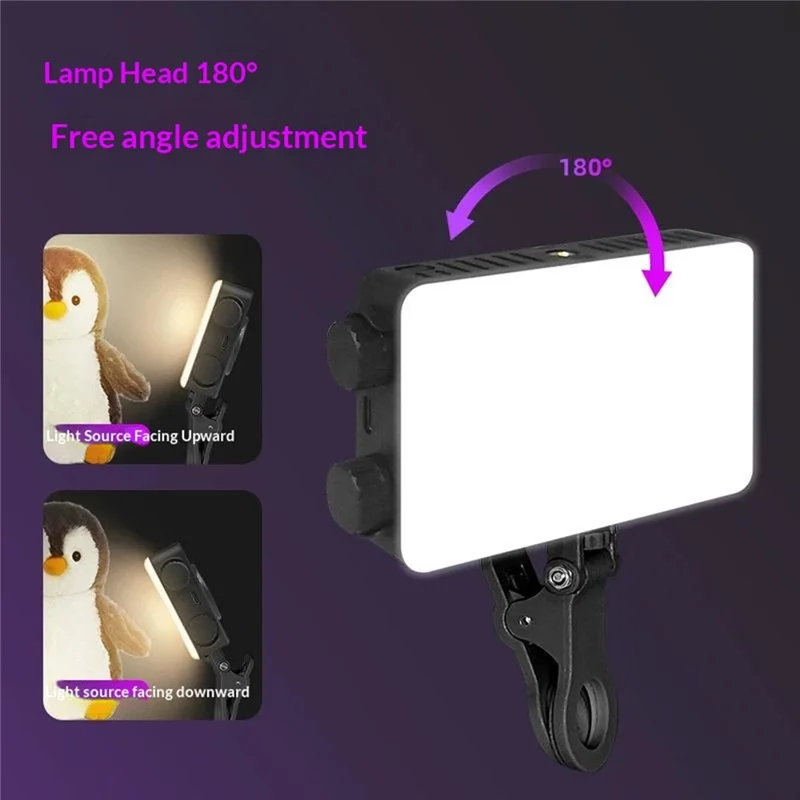 K-15 LED-Videoleuchte, 180 Grad einstellbar, dimmbar mit 3 Farbtemperaturen, für Live-Streaming
