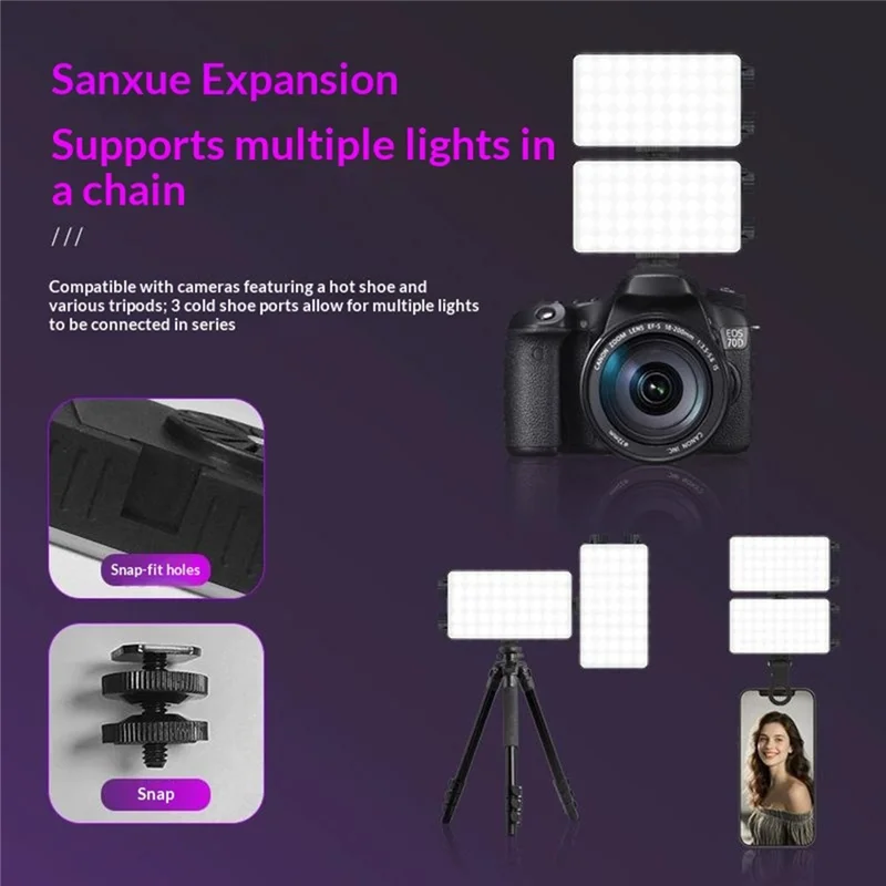 K-15 LED-Videoleuchte, 180 Grad einstellbar, dimmbar mit 3 Farbtemperaturen, für Live-Streaming