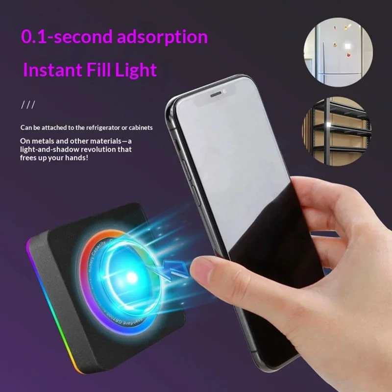 MJ-29 RGB Portable LED Fill Light Magnetic 3 Color Temperature Selfie Lamp