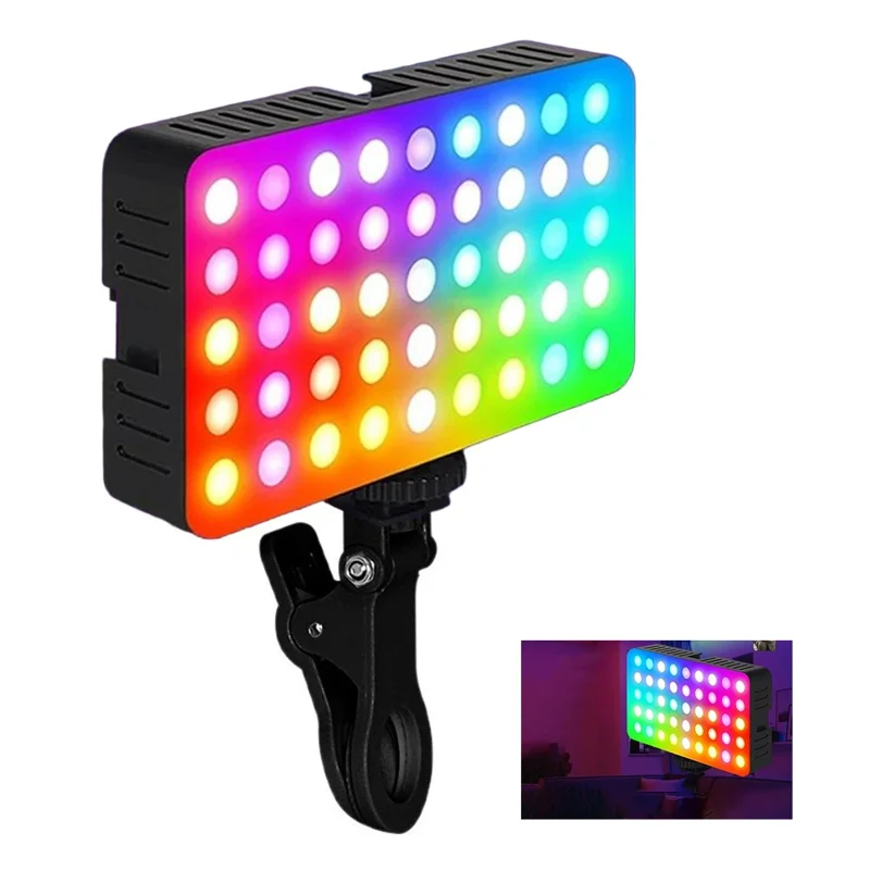MJ-35 RGB LED Fill Light 180 Degree Adjustable Type-C Rechargeable Photography Lamp for Live Streaming