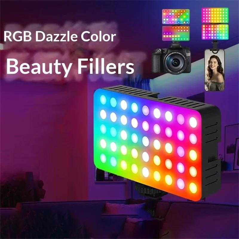 MJ-35 RGB LED Fill Light 180 Degree Adjustable Type-C Rechargeable Photography Lamp for Live Streaming