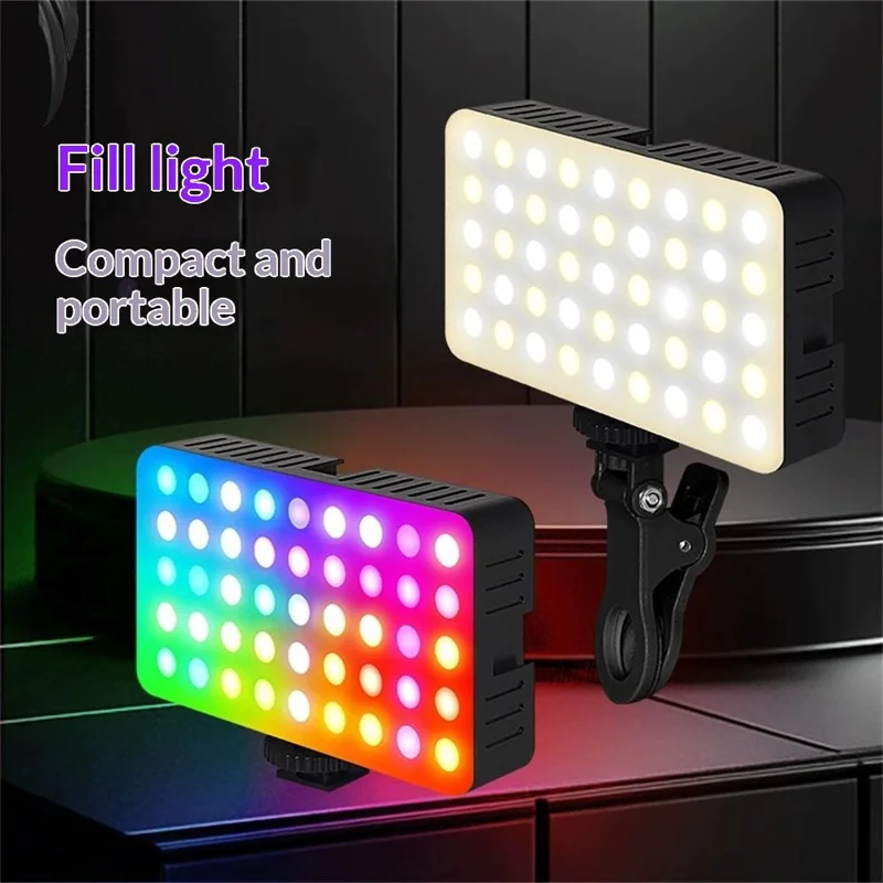 MJ-35 RGB LED Fill Light 180 Degree Adjustable Type-C Rechargeable Photography Lamp for Live Streaming