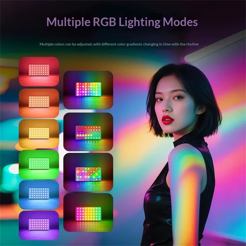MJ-35 RGB LED Fill Light 180 Degree Adjustable Type-C Rechargeable Photography Lamp for Live Streaming