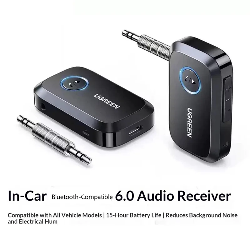 UGREEN CM596 Receptor de Audio Bluetooth 5.4, Adaptador AUX 3,5 mm para Coche - Negro