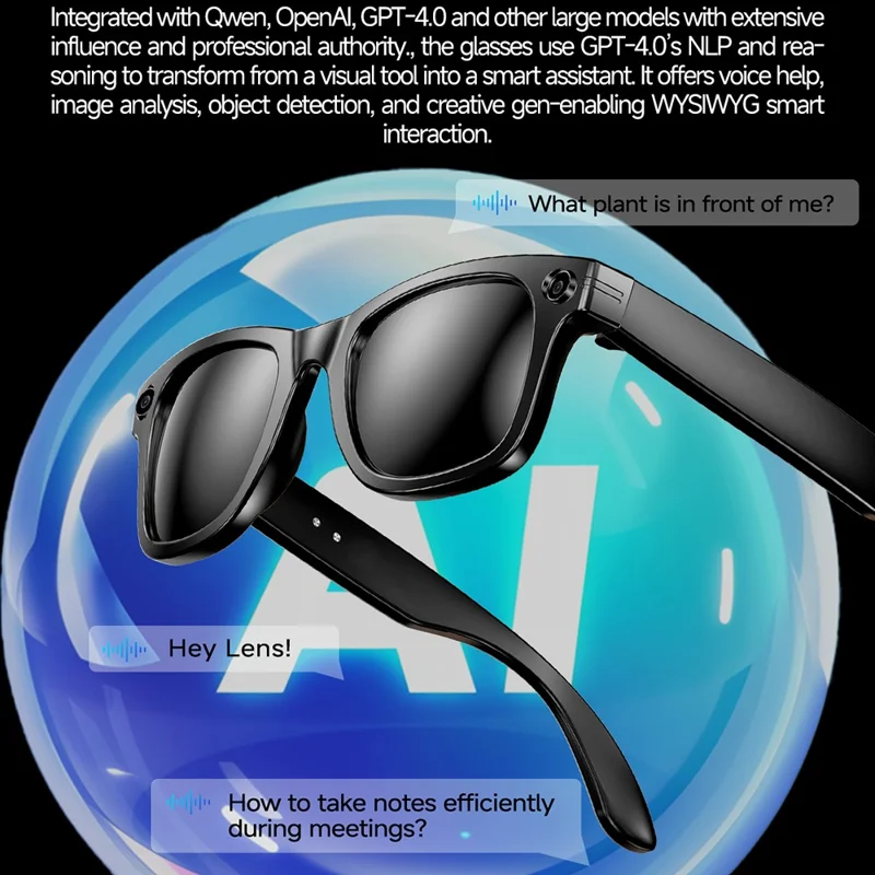 Gafas Inteligentes Compatibles con Bluetooth W610T con Cámara de 8 MP, Traducción AI y Estabilización de Imagen - Lentes de Sol