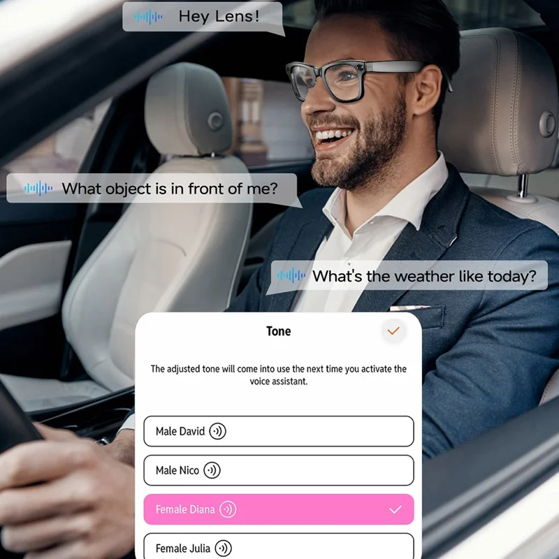 Gafas Inteligentes Compatibles con Bluetooth W610T con Cámara de 8 MP, Traducción AI y Estabilización de Imagen - Lentes de Sol