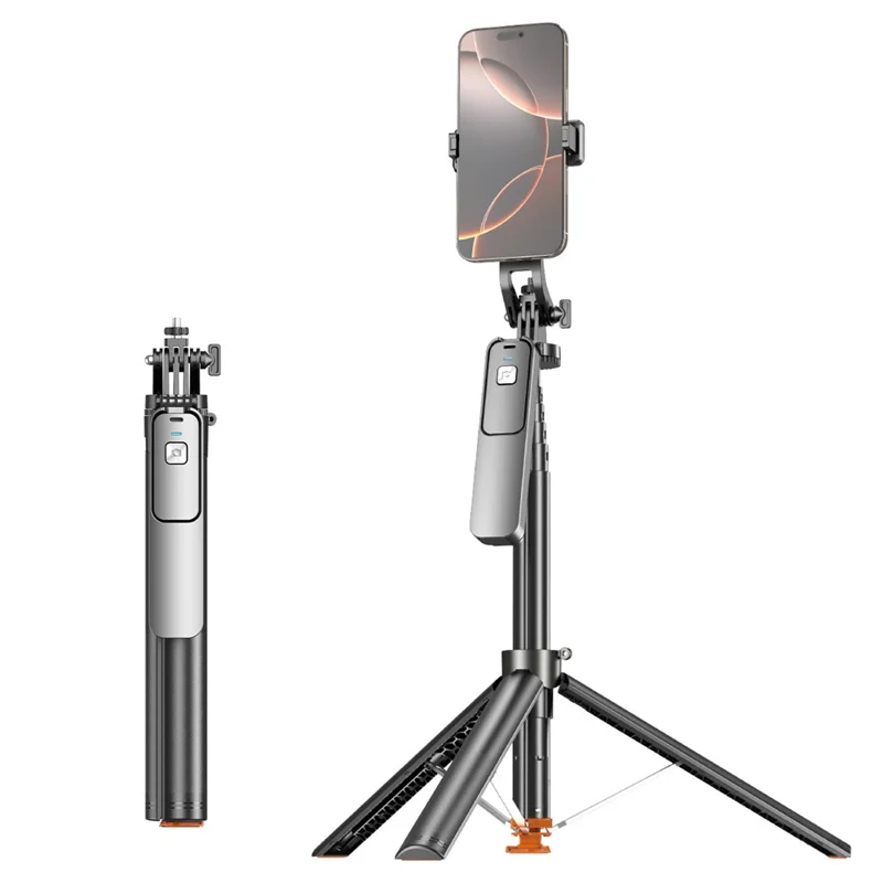 T03 1.96m Selfie Stick Auto-Open Tripod 360 Degree Panoramic Head Bluetooth-compatible Remote for Travel