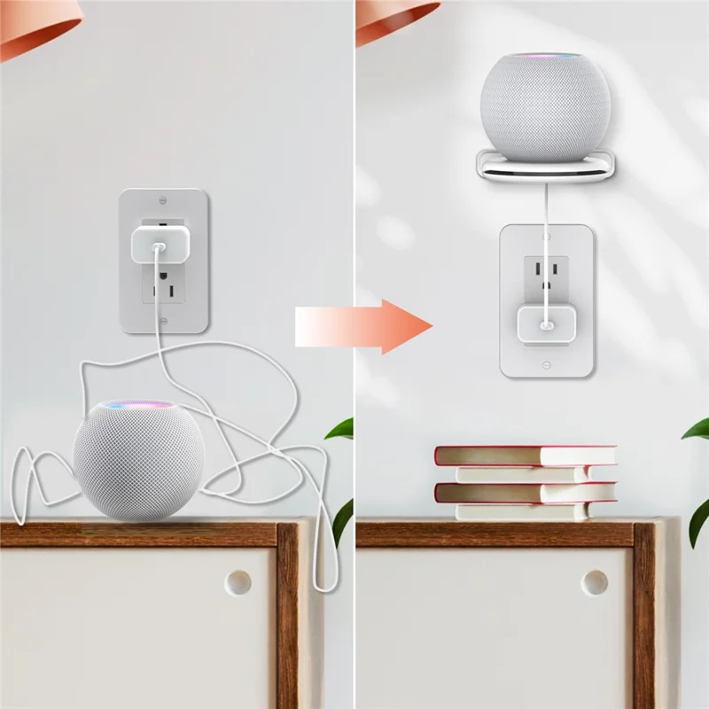 AHASTYLE 2 Pack Wall Mount Holder for HomePod mini Speaker Mount Stand with Cable Management  - White