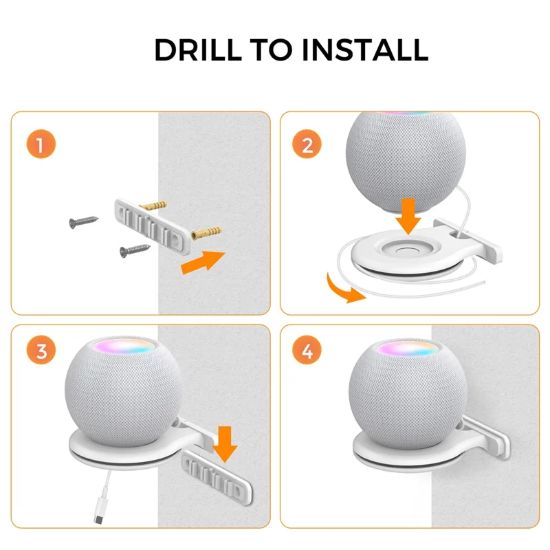 AHASTYLE 2 Pack Wall Mount Holder for HomePod mini Speaker Mount Stand with Cable Management  - White