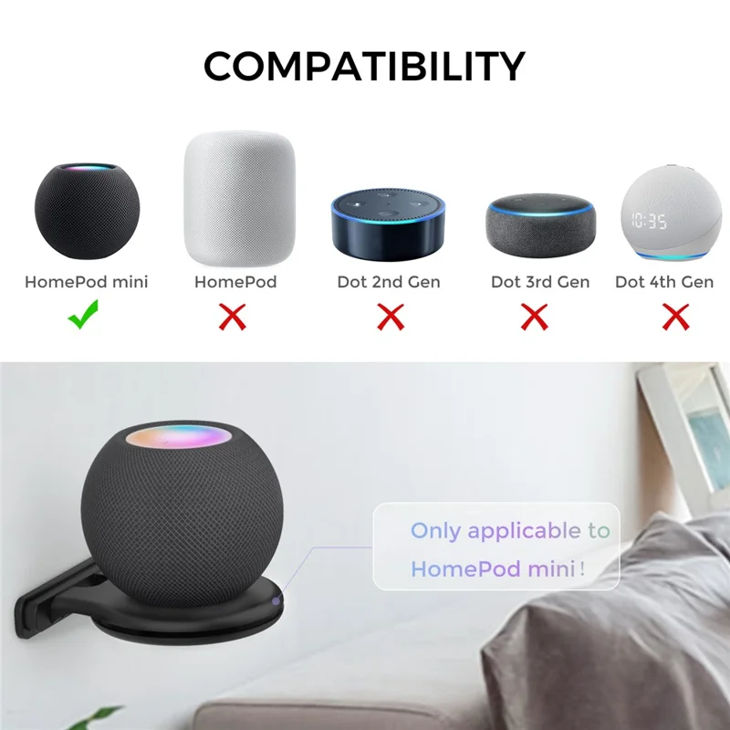 AHASTYLE 2 Pack Wall Mount Holder for HomePod mini Speaker Mount Stand with Cable Management  - Black