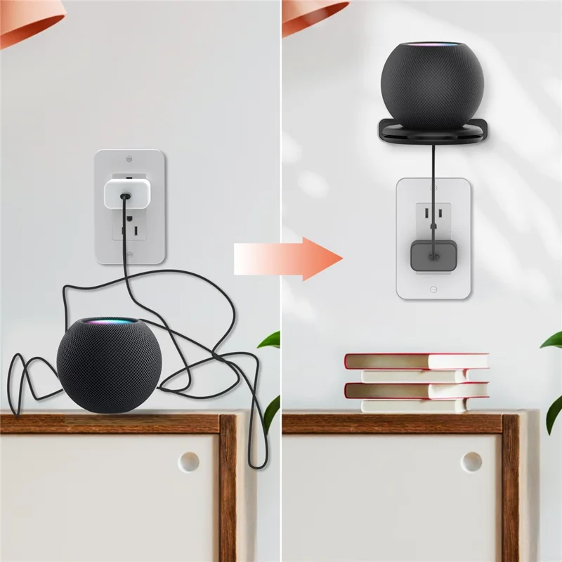 AHASTYLE 2 Pack Wall Mount Holder for HomePod mini Speaker Mount Stand with Cable Management  - Black