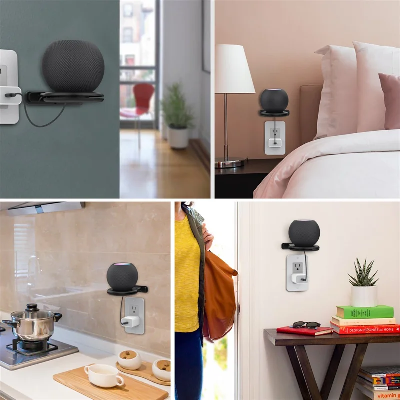 AHASTYLE 2 Pack Wall Mount Holder for HomePod mini Speaker Mount Stand with Cable Management  - Black
