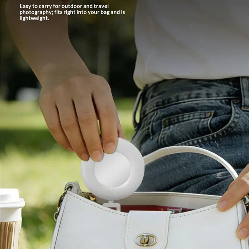 S-3 LED Ring Fill Light with Makeup Mirror Phone Clip Selfie Vlogging Beauty Lighting for Photography Streaming - White