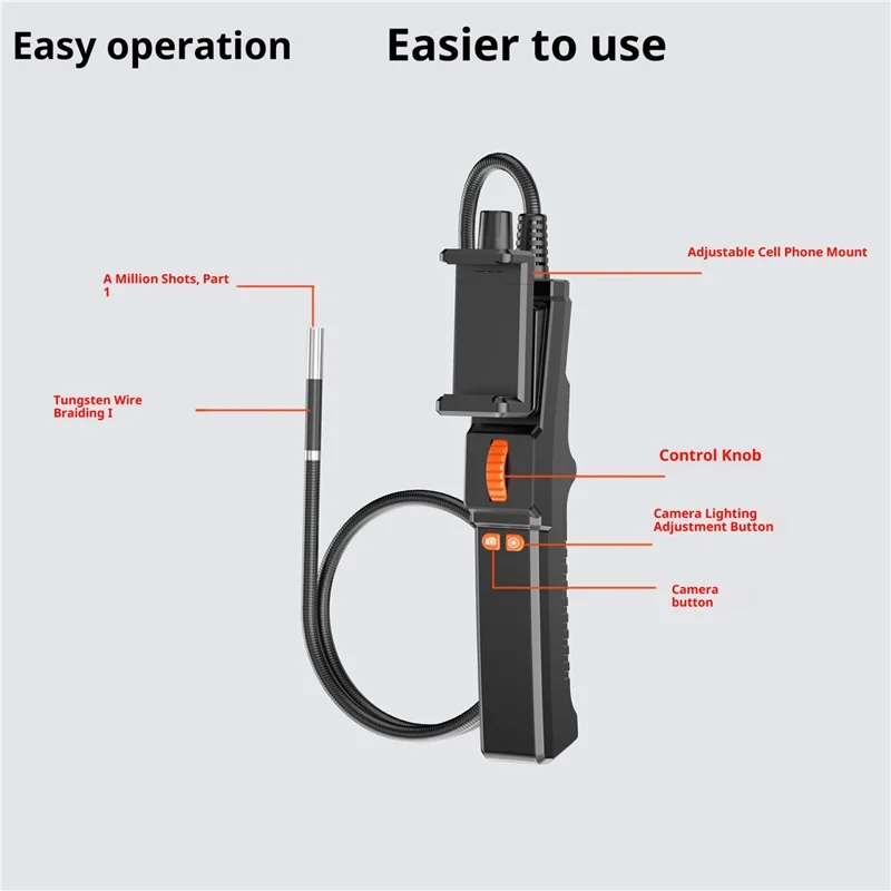 Z01 USB Endoscope with 1m Cable 6.5mm Single Lens Dual Direction Borescope Camera for iOS Android Automotive Plumbing Pipe Detection